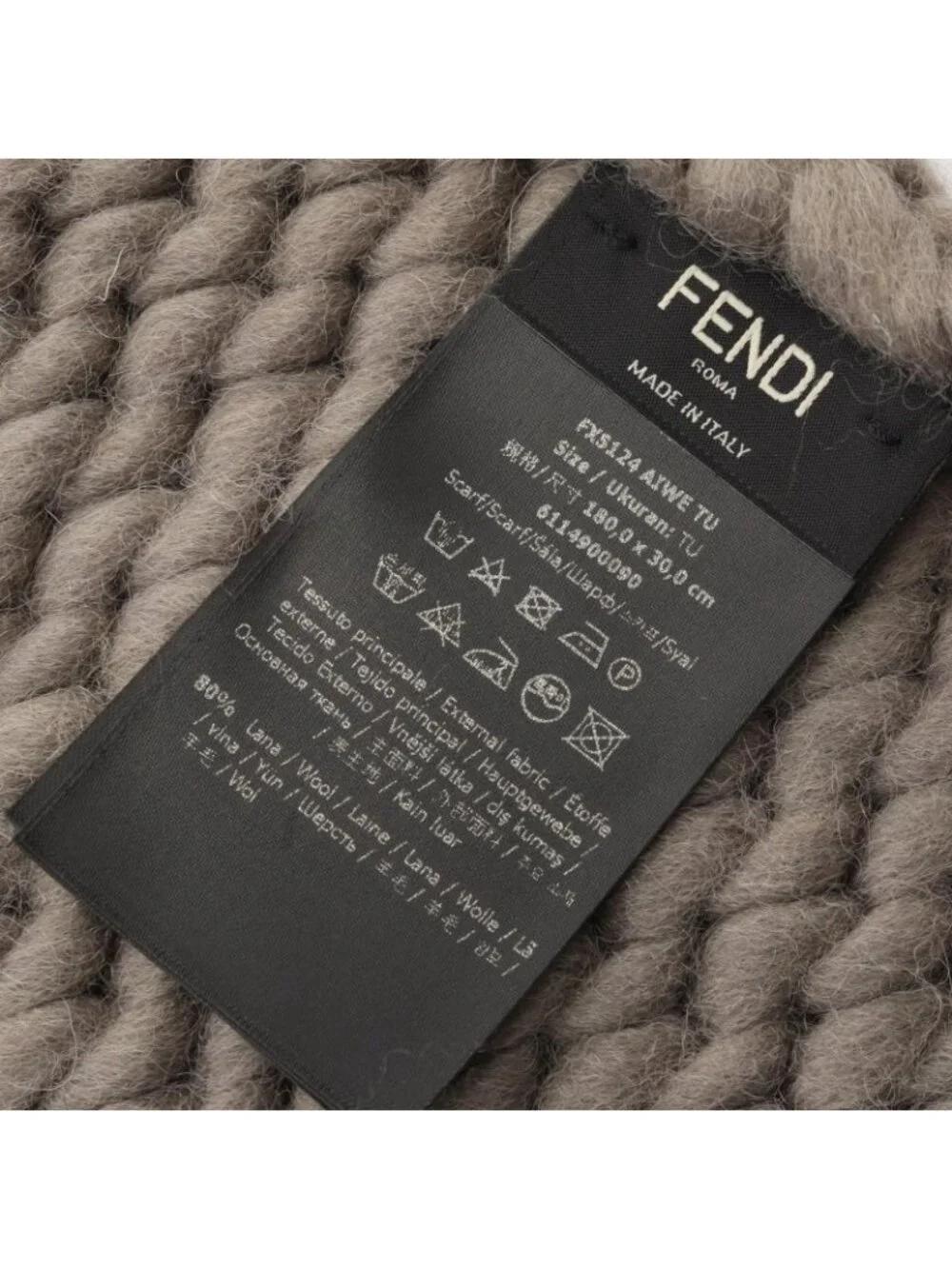 Fendi Scarf Logo Logie Yellow Gray Wool